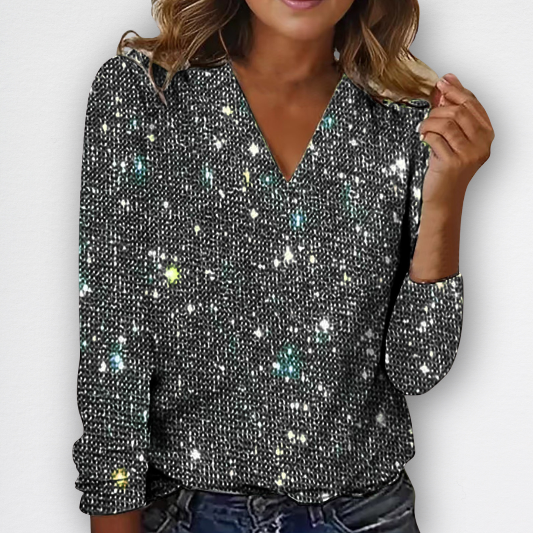 Victoria | V-Halset Diamantbluse